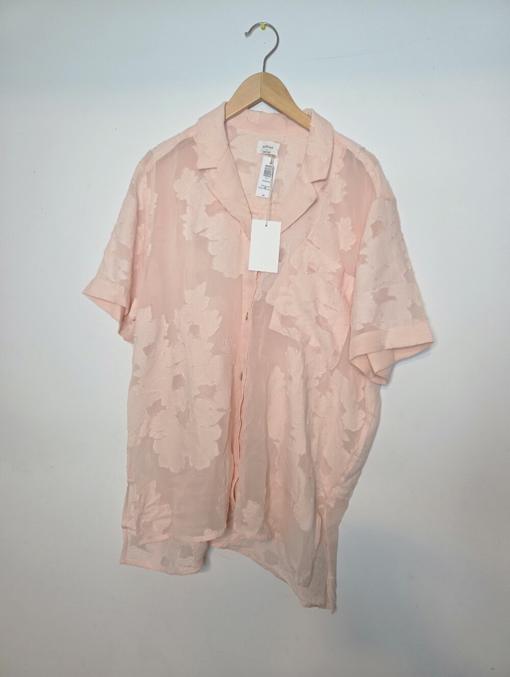 Aritzia Wilfred Atticus Oversized Fit Button-up Shirt Soft Blush Pink Size Small